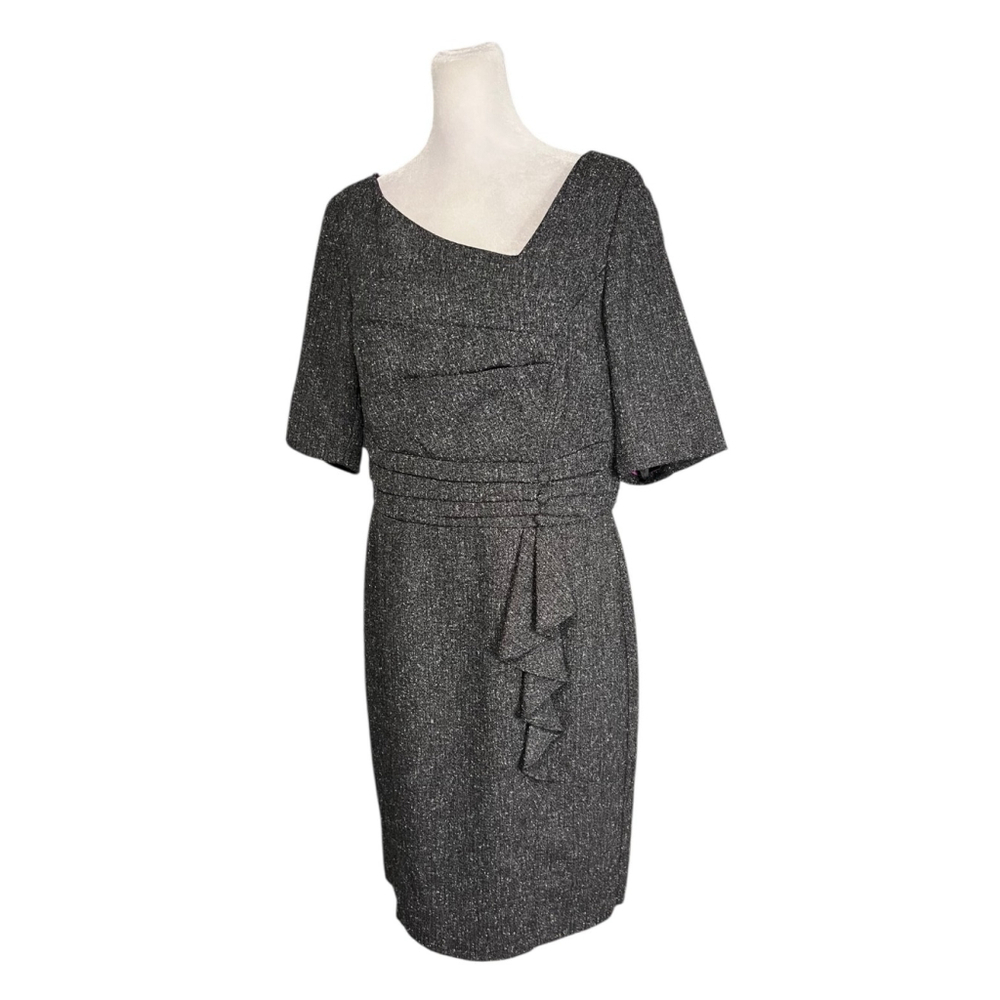 White House Black Market Charcoal Gray Tweed Style Dress Size 12 - Picture 3 of 7
